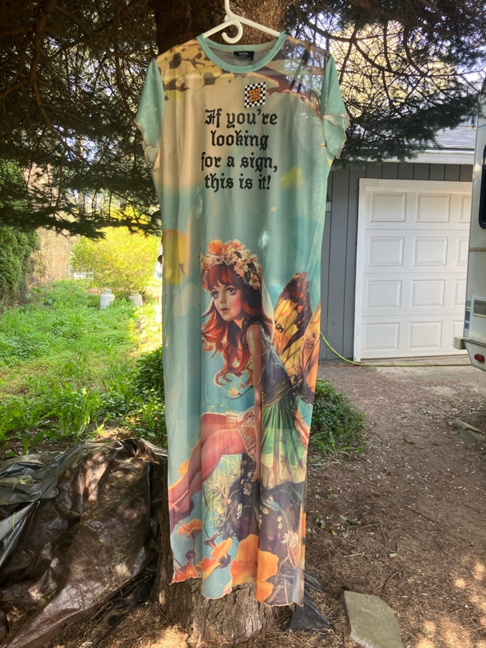 Dressed in LALA Mesh Maxi Dress in Fairy Dust print size L - Picture 5 of 8